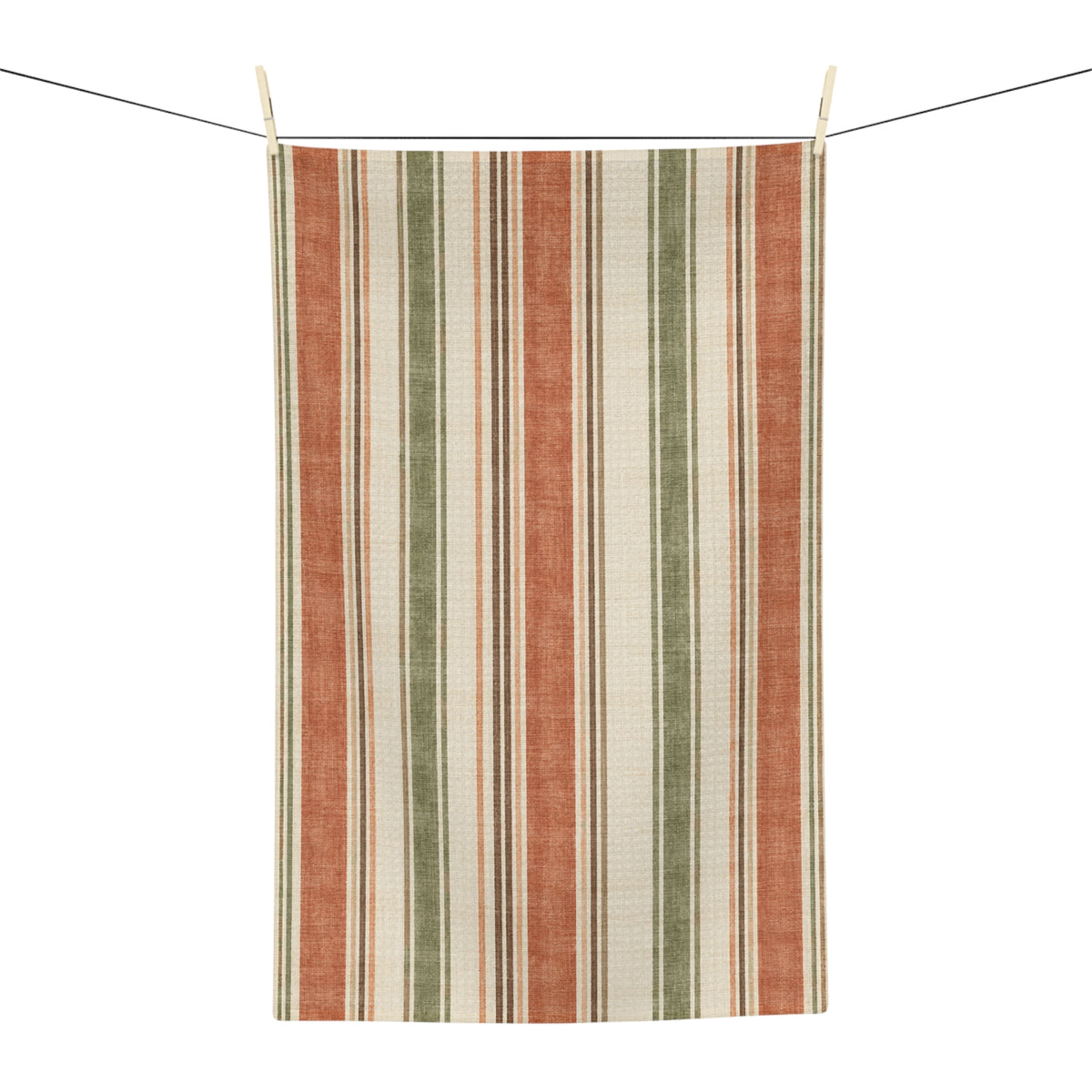 Fall Cottage Farmhouse Stripe Tea Towel | Vintage Autumn Kitchen Decor