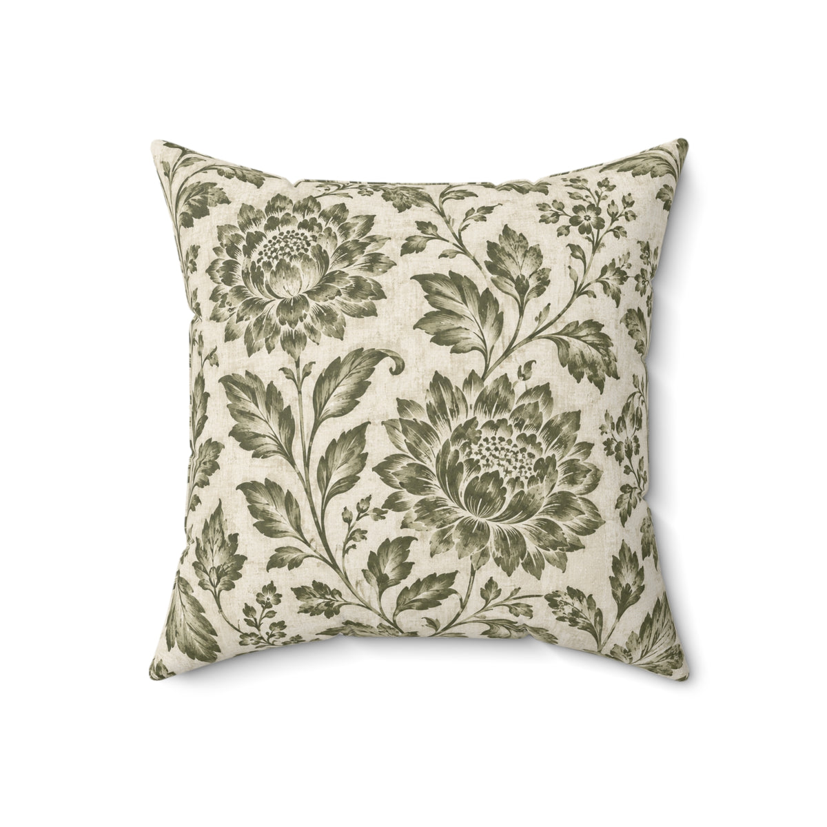 Modern Heirloom Sage Blossom Square Pillow