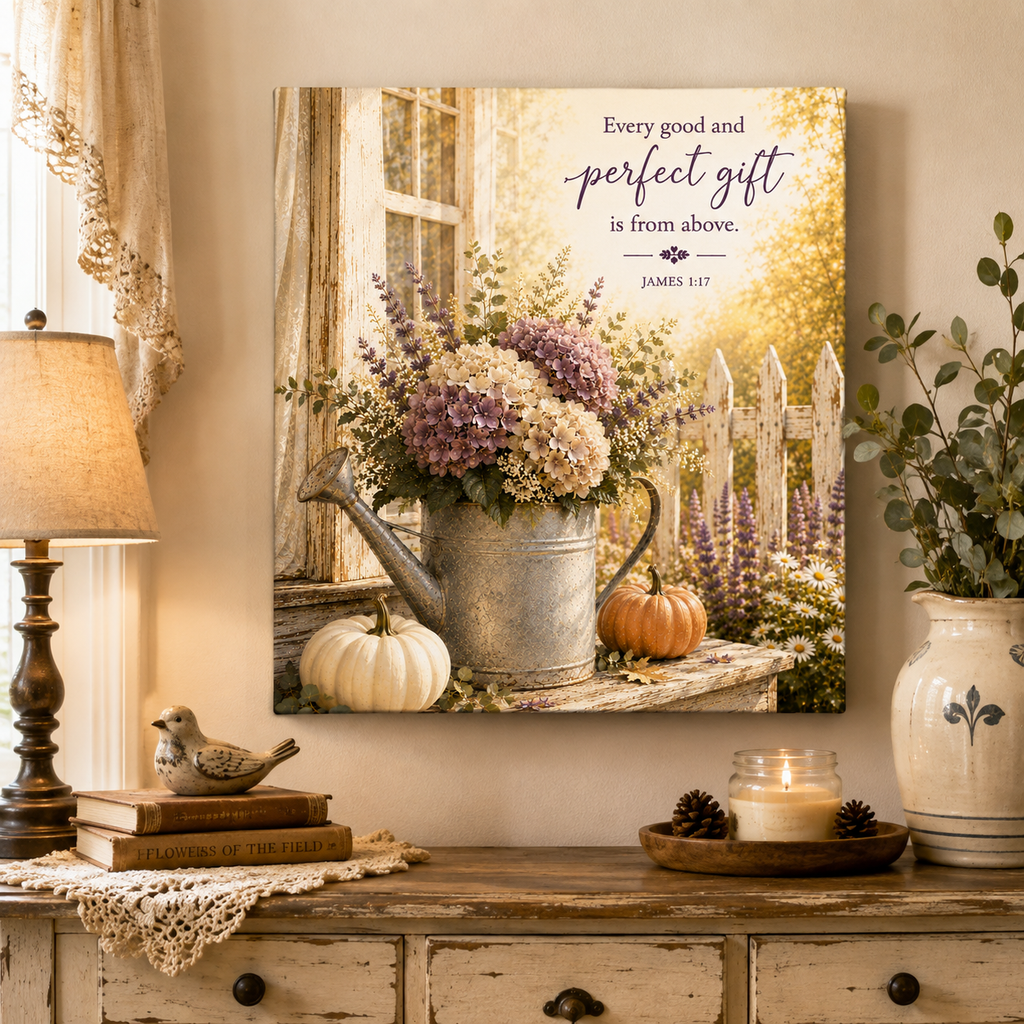 Perfect Gift Scripture Canvas | Vintage Cottage Fall Wall Art